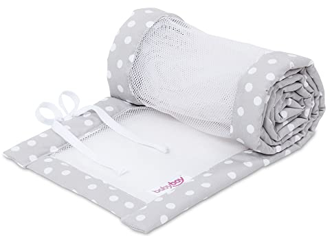 babybay Nestchen Mesh-Piqué für Modell Original, perlgrau Punkte weiß