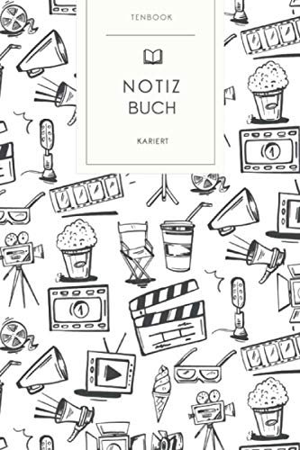 Notizbuch kariert: Kino Film. Tagebuch oder Erfolgsjournal. Kariert 120 Seiten mit schönem Design. Soft Cover 6x9 Zoll, ca. DIN A5 15x22cm.