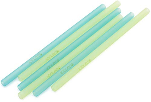 KOOLECO - Wiederverwendbare Silikon-Trinkhalme (6er-Pack) (Aqua & Limette)