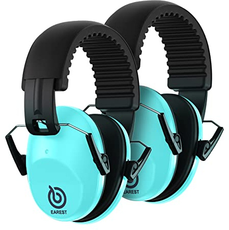 EAREST 2 Pack Protection Ear Muffs, Noise Reduction Safety Ear Muffs Shooting Earmuff with Carrying Bag + Belt, NRR 20 dB Professional Ear Defenders for Adults and Children - Blue