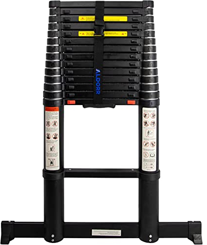 ALDORR Professional 5,20M Teleskopleiter aus hochwertigem Aluminium - Mehrzweckleiter - Belastbarkeit bis zu 150kg - Soft-Close-System - Opti-Grip - Sicher und zuverlässig (EN131)