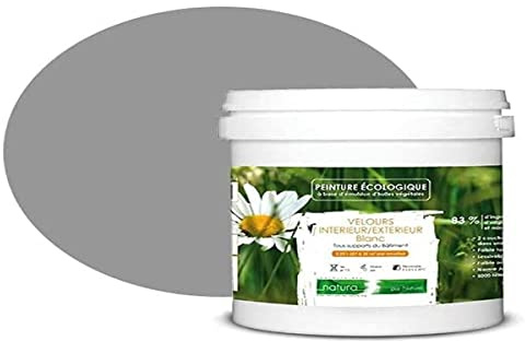 BOX DECO COULEURS Pintura natural ecológica interior exterior con aspecto terciopelo Natura – 1 l/13 m² [Clase energética A+], gris hormigón