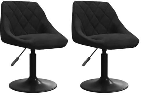 vidaXL Chaises pivotantes à Manger Lot de 2 Noir Velours, Chaise, Fauteuil, Chaise de Salle à Manger, chaises, fauteuils, chaises de Salle à Manger