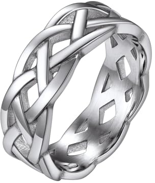 Richsteel Anillo Ansiedad Nudos Celta Dedo Menique para Caballero Novio, Dome Pinky Ring