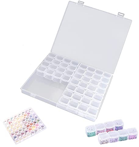 Heting-YQ 56 Fächer Diamond Painting Aufbewahrungsbox Kunststoff Dosen Diamant Stickerei Box Clear Perlenbox Sortierbox für Kleinteile Nägel Perlen Strasssteine Schmuck