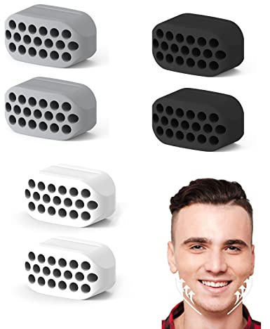 BSITSSS 6 Stück Jawline Trainer, Kiefer Trainer, Jaw Trainer Silikon Jawline Exerciser und Kiefer Training Jawliner Kiefer Exerciser Doppelkinn Trainer der für Einen Markanten Kiefer Sorgt