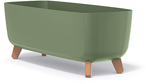 Blomkruka med fötter Gracia fodral grön jord, 58 x 24 x 23,5 cm