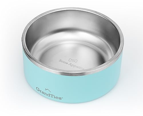 GrandTies Hundenapf aus Edelstahl, graviert, wiederverwendbar, BPA-frei, isoliert, für Katzen und Hunde, groß, robust, rutschfest, auslaufsicher, für den Außenbereich (1890mL, Pulvergrün)