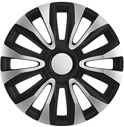 Luckyberg Radkappen 13 Zoll | Felgenabdeckung für Autofelgen und Radzierblenden 4er-Set für die meisten Automarken Radkappen aus hochwertigem Kunststoff. (Silber/SCHWARZ II)