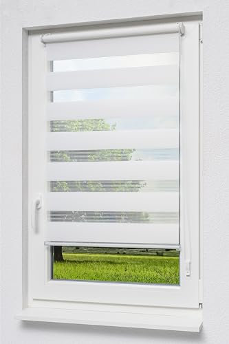 LYSEL Qualitätsdoppelrollo mit Klemmträgern (B x H) 90cm x 220cm in weiß/reinweiß, zum Klemmen und Schrauben