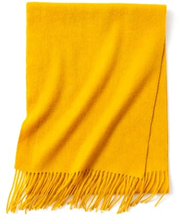 Langer Kaschmir-Schal für den Winter, Kaschmir-Schal, warm, dick, weich, solider Schal für Damen, gelb, 200-35