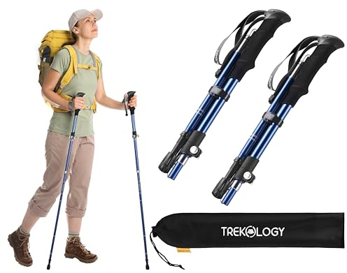 TREKOLOGY Walking Poles Women Trekking Poles For Men Walking Poles For Men Hiking Poles Hiking Sticks For Men Hiking Sticks For Women Hiking Poles For Men Walking Poles For Seniors TREKZ SE Blue 2pc