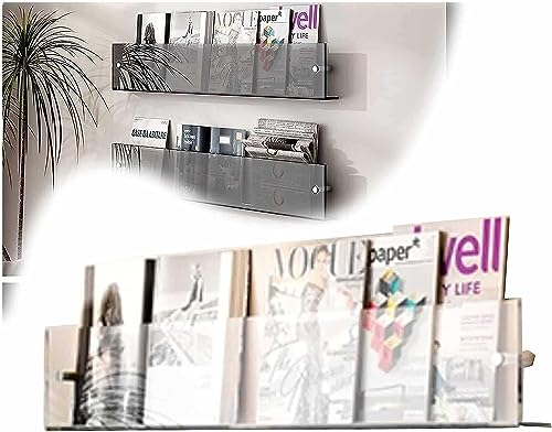 Zeitschriftenständer, Acryl-Broschürenständer, Informationsständer für Flyer, an der Wand hängender Bücherregalständer, zur Aufbewahrung von Flyern, Menüs und Werbedokumenten (Farb