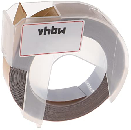 vhbw 3D Prägeband-Schriftband-Kassette kompatibel mit Dymo Label Buddy 20008, Mini, Maxi 1755 Etiketten-Drucker 3m x 9mm Weiß auf Gold