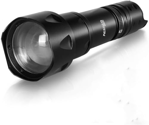 KEENZO Infrarouge Lampe de Poche, Vcsel 940nm Vision Nocturne Torches, Fresnel Lentille Zoomable Illuminateur Infrarouge, Interrupteur de Gradation Rapide, éclairage Maximal 1000m