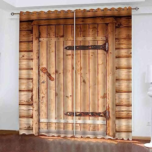 Vorhang, Kinderzimmer, 3D Retro-Blockhaus-Nähte 300 B X 280 H cm Kindervorhänge Mit Ösen, Polyestervorhänge, Wärmeschutzvorhang, Blickdichter Vorhang Mit Ösen, Kindervorhänge Für Wohnzimmer, 1K6O0J3C