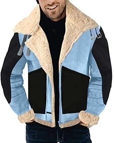 SRZYMJ Lederjacke Herren Blau Herren Leder Jacken Steppjacke Herren Leicht Wandern Arbeitsjacke Herren Windjacke Herren Leicht Herren Übergangsjacke 3XL Herren Gefütterte Cordjacke