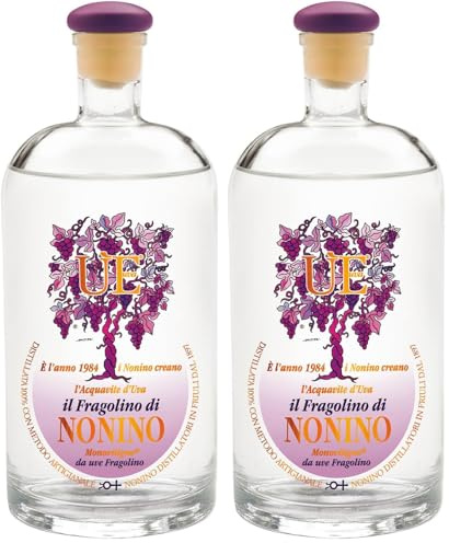 Distillerie Nonino, ÙE acquavite d'uva Monovitigno Nonino Il Fragolino 38 gradi - 500 ml (Confezione da 2)
