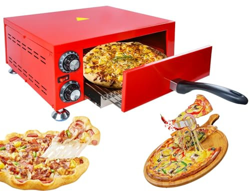 Cuiseur à pizza commercial, four à pizza électrique d'intérieur de 12 avec température réglable et minuterie de 60 minutes, four à pizza de comptoir en acier inoxydable, machine à pizza de table