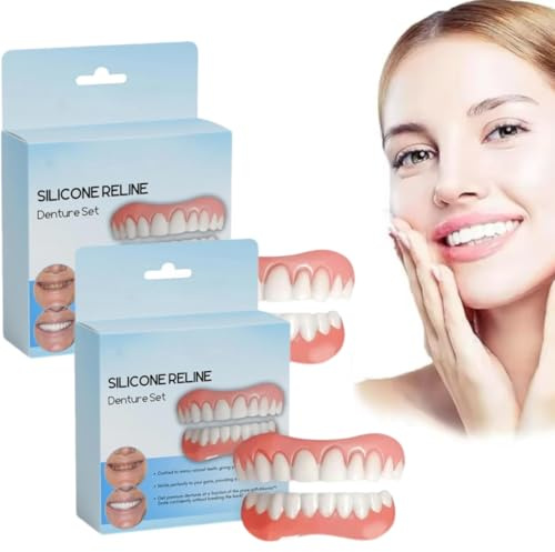 Ensemble de prothèses dentaires en silicone, kit de réparation de dents et de regarnissage de prothèses dentaires souples (2 ensembles)