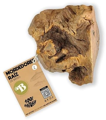 BIMORDISCOS Raíz de Brezo para Perro | con Aceite de Salmón | Mordedor Perro | Huesos para Perros | Juguetes para Perros (L)
