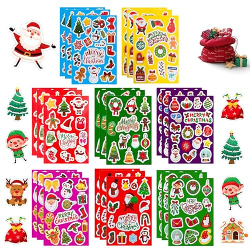 Scinzene 342 Stück Sticker Weihnachten Kinder – Selbstklebende Aufkleber für Weihnachtsdeko, Geschenkverpackung, DIY-Bastelprojekte – Perfekt für Kinder und Familien Geschenke Umschlag Verpackung