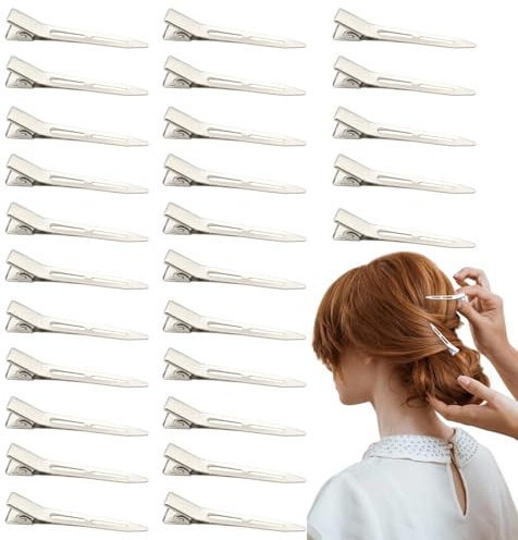 40 Stück EnteBill Haarspangen Silber Haarclips, 5,5 cm Haarklemmen Friseur Alligator Clips, Metall Abteilklammern Friseur für Friseursalon Haarstyling Zubehör Haarklammern Damen Spangen DIY
