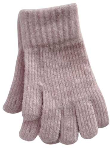 JINZIJINYU Strickhandschuhe Damen Winterhandschuhe Verdickte Fingerlose Touchscreen Wollhandschuhe Rosa