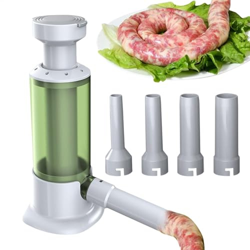 Machine de remplissage de saucisses | Machine à saucisses manuelle non collante | Remplisseur de viande avec 4 tubes, outil de cuisine pour la cuisine domestique, spécialement pour une utilisation
