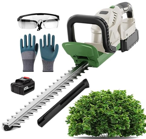 pealiritansemen Cordless Handheld Hedge Trimmer, 200W Electric Brush Cutter, 51cm Double-Edged Blade, 180° Adjustable Head, Power Hedge Trimmer, Soft Grip Handle, 15mm Tooth Opening Capacity,1battery