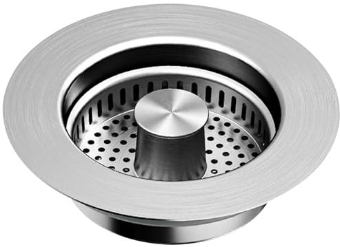 Toguma 3 In 1 Kitchen Sink Drain Strainer Kitchen Sink Stopper con un cestello extra, Pop Up Tappo di scarico della cucina in acciaio inox per il bagno di casa (Argento)
