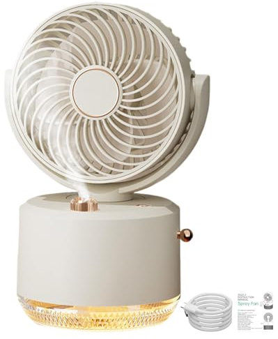 Ventilador de niebla portátil, ventilador de escritorio, enfriador de aire personal recargable de 300 ml con luz nocturna colorida, 3 velocidades de bajo ruido para viajes, hogar, uso en el lugar de