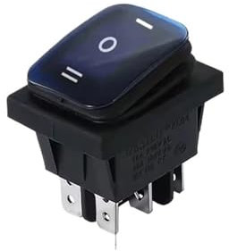 Interrupteur à bascule étanche KCD4 16 A 250 V CA 30 x 22 mm IP65 6 broches DPDT ON OFF ON 12 V 220 V avec lumière(Blue,2PCS_220V)