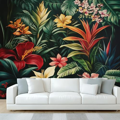 Generisch Tapete Tropische Wohnzimmer Schlafzimmer, Fototapete Dschungel Hawaii Pflanzen Wand Deko, Wallpaper, Wandtapete, Mustertapete, vliestapete, 100 x 70 cm