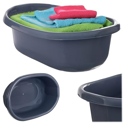 KADAX Waschschüssel 20L, große Spülschüssel aus Kunststoff, vielseitige Plastikschüssel, Kunststoffschüssel, Schüssel für Badezimmer, Spülwanne (Dunkelgrau)