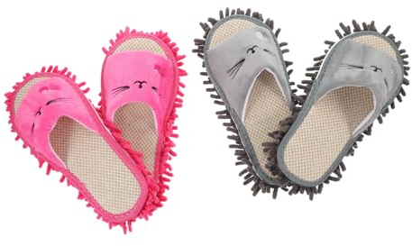 Beaupretty Pantoufles Balai à Franges Femme à Motifs Brodés Cartoon, Tissu Microfibre Lavable, Antidérapantes Et Silencieuses, Taille m 26 Cm, Usage Intérieur Pour Nettoyage Des Sols