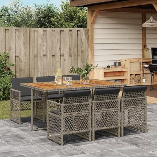 Bladez Gruppo di mobili da giardino in rattan PE con cuscino, set da pranzo per terrazza e giardino, in acciaio verniciato a polvere, resistente alle intemperie e durevole
