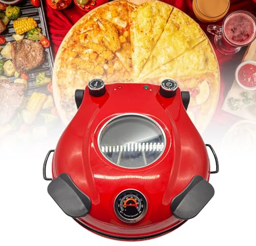 Forno per pizza, 1200 W, portatile, con timer e regolatore di temperatura, per uso interno ed esterno, perfetto per casa e pizzeria fai da te