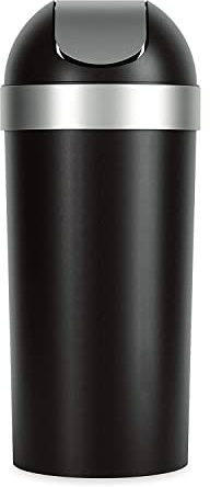 Umbra Venti 16-Gallon Swing Top Kitchen Trash Can – Large, 35-inch Tall Garbage Can for Indoor, Outdoor or Commercial Use, Black/Nickel