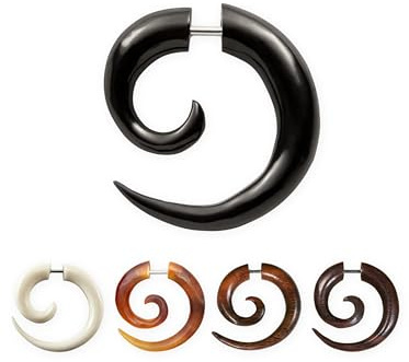 Fly Style Piercing Ohr Expander aus Horn, Holz oder Knochen - Dehnstab Dehnschnecke Dehnspirale Dehnungsschnecke Dehnsichel