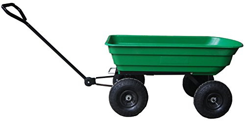 Greenstar - Chariot à roulettes - Remorque Jardin Basculante - avec 4 Roues 410/350-4 (Chambre à Air Valve coudée) - Bac 945x505x210 mm = 75L - Transport Bûches & Déchets Verts - Capacité Max 250 kg