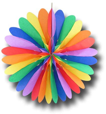 Faschings- und Karnevalsdeko Rosetten bunt, DM: 35 cm - 5 Stück