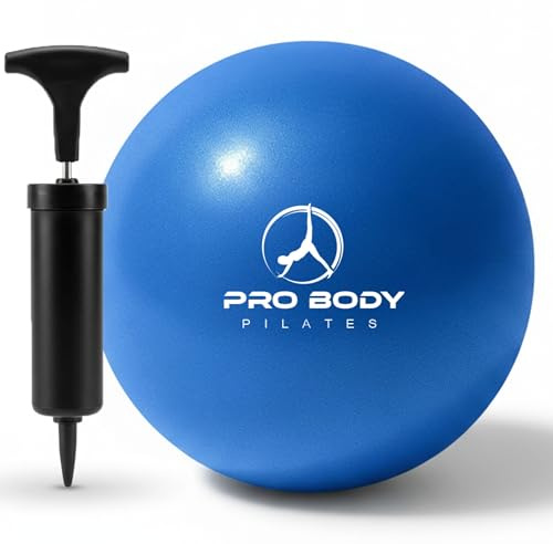 ProBody Pilates Small Exercise Ball with Pump - 9 Inch Workout Ball for Stability, Barre, Yoga, Core & Physical Therapy, Home Gym & Office Use (Blue)
