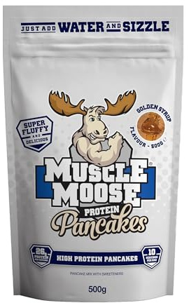 Muscle Moose Protein Pancake Mix 26g Protein Light Fluffy Texture - Golden Syrup Flavour, 500g (Makes 20 x Pancakes)