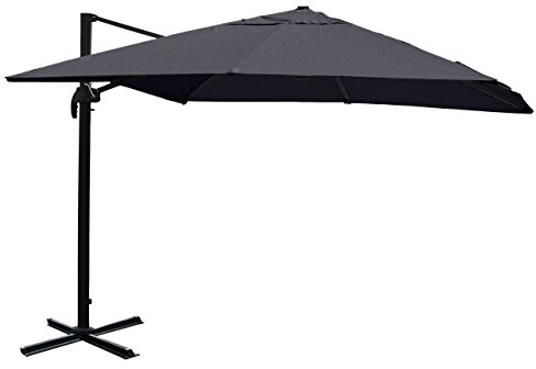 Mendler Sombrilla para gastronomía HWC-A96, 3 x 3 m (diámetro de 4,24 m), poliéster aluminio/acero, 23 kg, antracita, sin soporte, giratorio