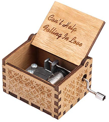 Carillon a Manovella in Legno Vintage Scatola Musicale Music Box Decorazione Regalo per Compleanno Natale Anniversario (Can't Help Falling in Love)