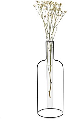 Balvi Blumenvase Round Silhouette XL Farbe Schwarz Dekorative Vase aus Glas und Metall Originelle Blu
