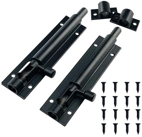 2 Pcs Shed Door Locks Heavy Duty Black Door Bolt Barrel Sliding Latch Lock Durable Slide Bolt with Screws for Shed Doors Gates and Outhouse Doors，Black (4 inch（100mm）)