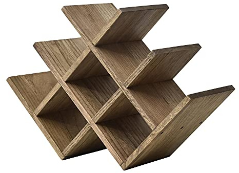 KIRIGEN 8-Bottle Countertop Wine Rack - Wine Bottle Holder for Bar Table/Wine Cabinet Free Standing - Wood 3-Tier Wine Display and Storage Shelves Dark Brown XHJJ3-DBR