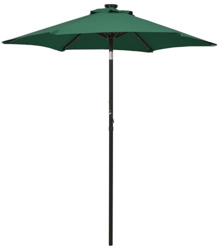 vidaXL Sonnenschirm mit LED-Leuchten Ampelschirm Gartenschirm Marktschirm Strandschirm Schirm Kurbelschirm Terrassenschirm Grün 200x211cm Aluminium